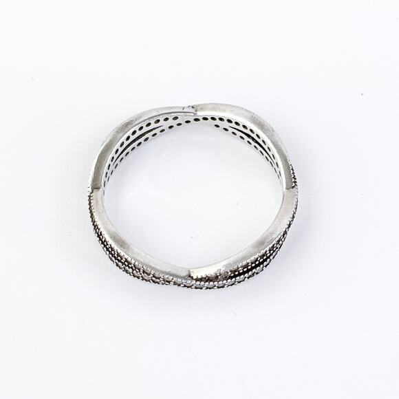 Vintage Sterling Silver 925 Cubic Zirconia Crossover Band Ring Size 9 - Picture 3 of 8